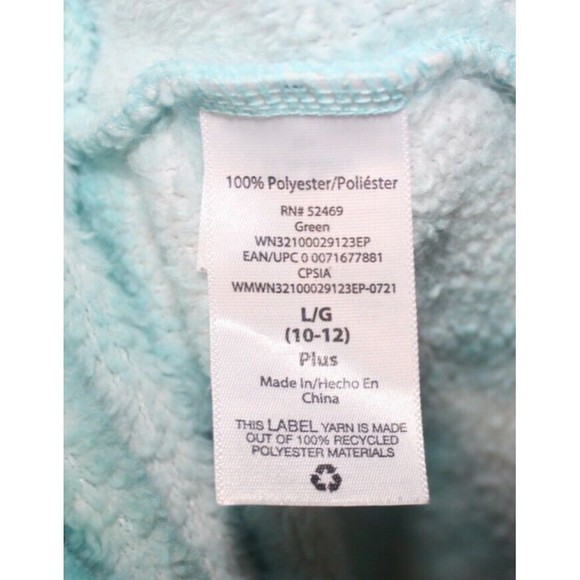 Wonder Nation Girl's Size L (10-12) Green & White Fleece Tie Dye Robe Pockets - Picture 7 of 8